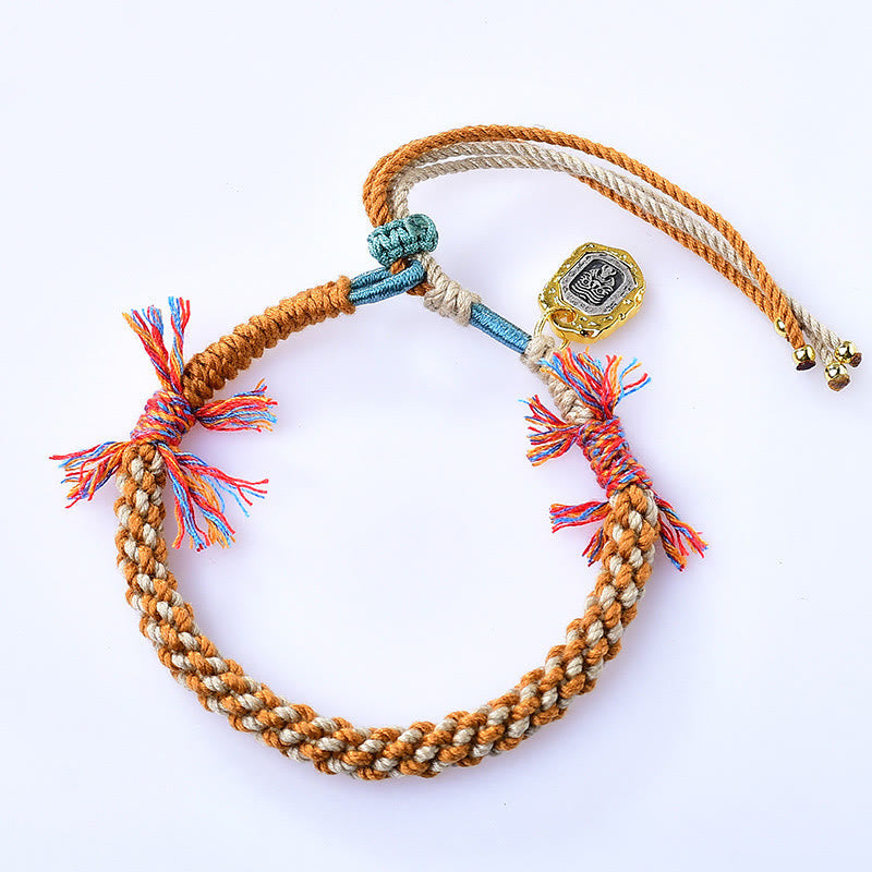 Fortune Jewel Tibetan Colored Rope Zakiram Goddess Of Wealth Adjustable Protection Bracelet