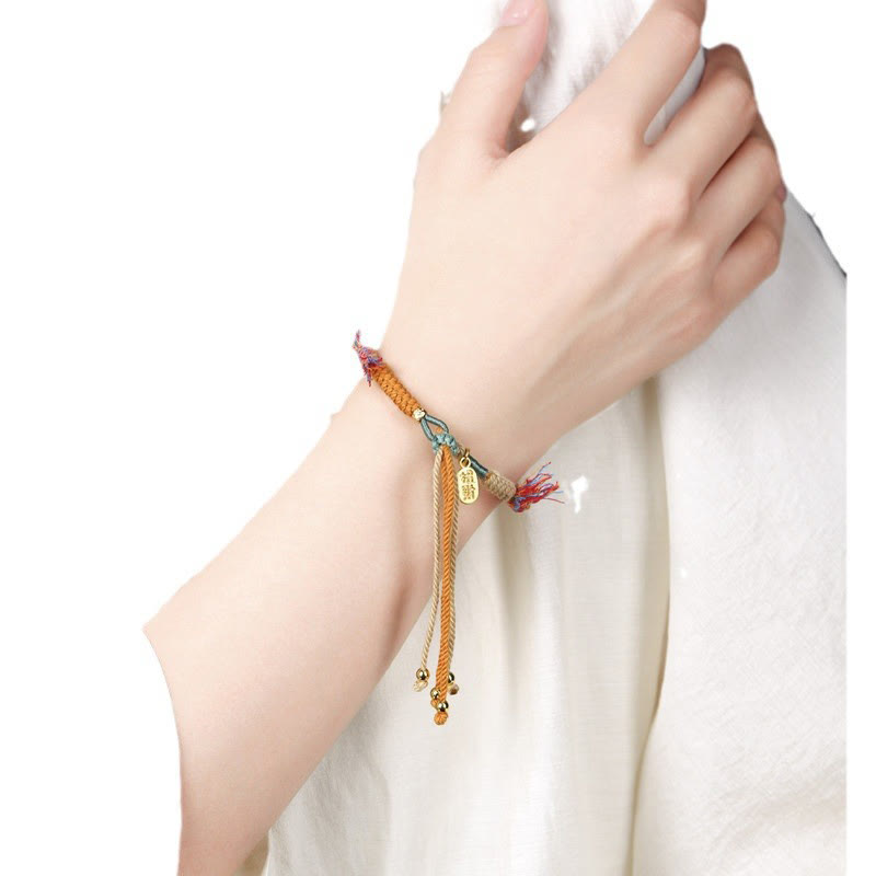Fortune Jewel Tibetan Hand-woven Colored Rope Adjustable Tassels Nafu Luck Bracelet