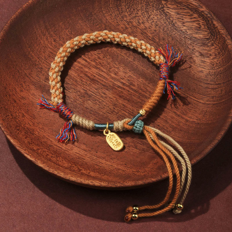 Fortune Jewel Tibetan Hand-woven Colored Rope Adjustable Tassels Nafu Luck Bracelet