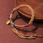 Fortune Jewel Tibetan Hand-woven Colored Rope Adjustable Tassels Nafu Luck Bracelet
