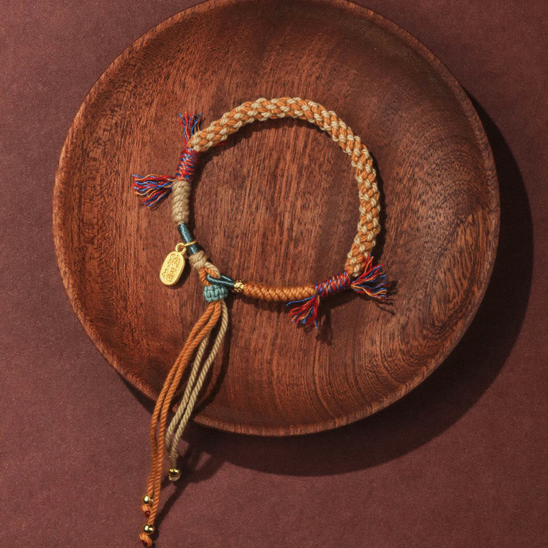 Fortune Jewel Tibetan Hand-woven Colored Rope Adjustable Tassels Nafu Luck Bracelet