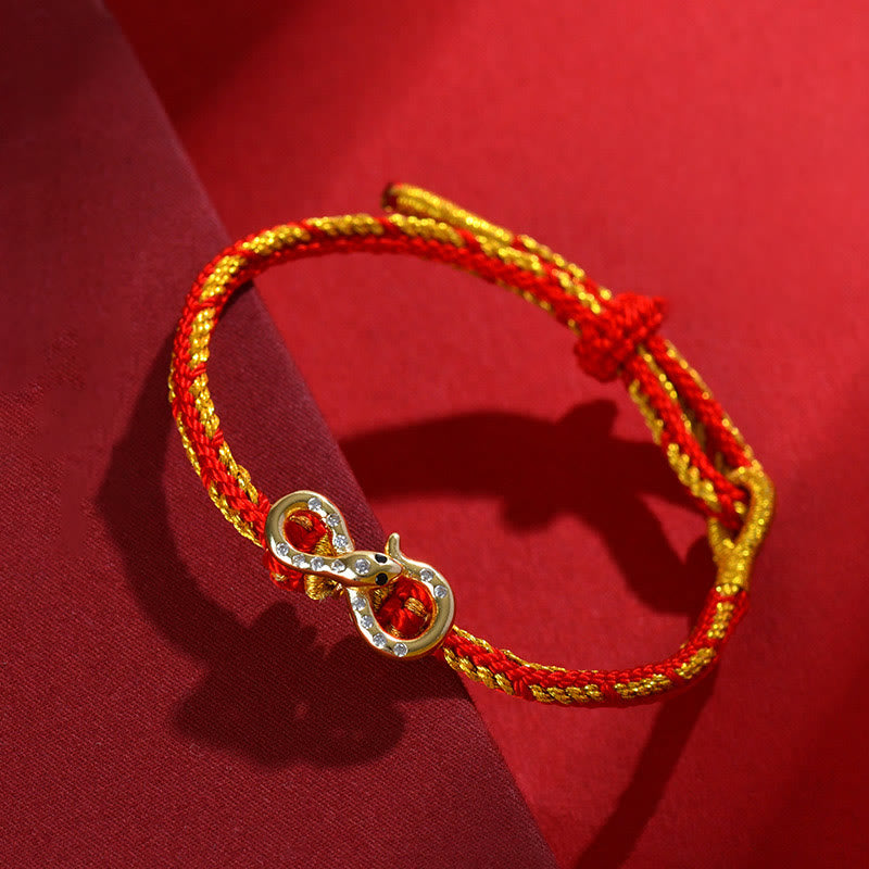 Fortune Jewel Red String Mobius Strip Year Of The Snake Luck Braided Bracelet