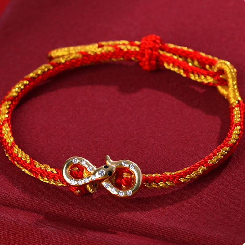 Fortune Jewel Red String Mobius Strip Year Of The Snake Luck Braided Bracelet