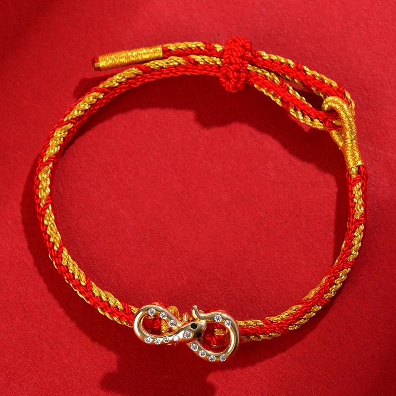Fortune Jewel Red String Mobius Strip Year Of The Snake Luck Braided Bracelet
