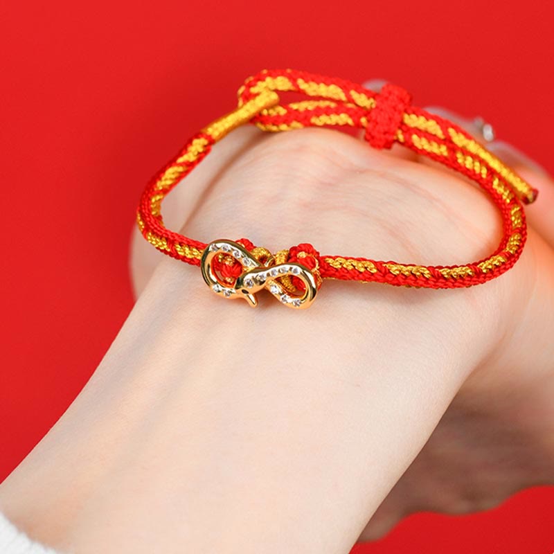 Fortune Jewel Red String Mobius Strip Year Of The Snake Luck Braided Bracelet