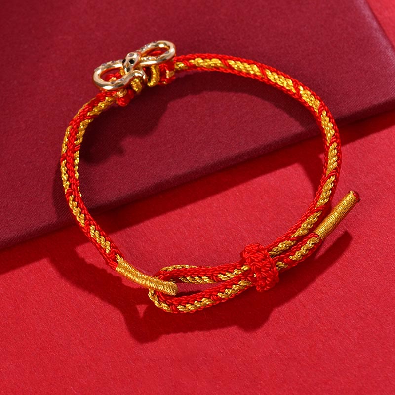 Fortune Jewel Red String Mobius Strip Year Of The Snake Luck Braided Bracelet
