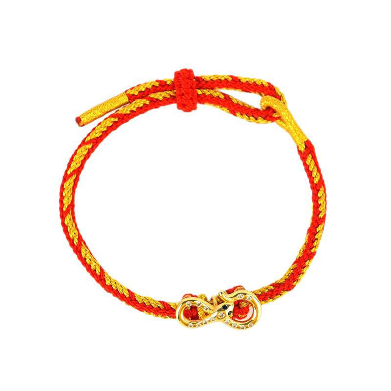 Fortune Jewel Red String Mobius Strip Year Of The Snake Luck Braided Bracelet