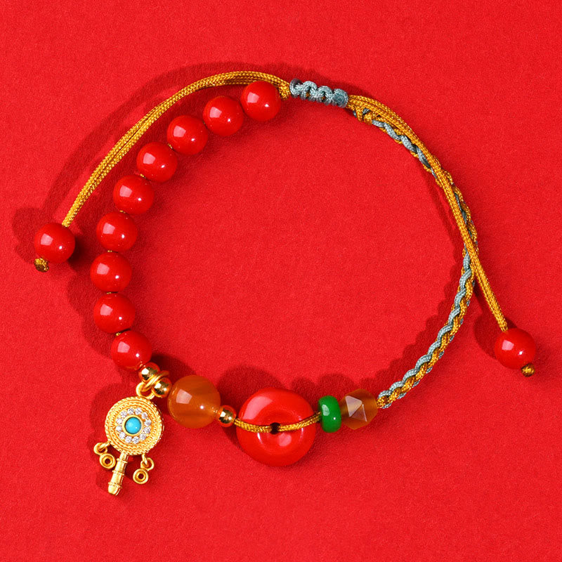 Fortune Jewel Cinnabar String Peace Buckle Blessing Bracelet