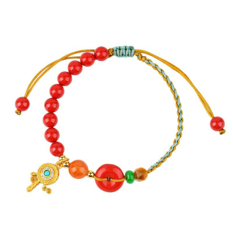 Fortune Jewel Cinnabar String Peace Buckle Blessing Bracelet