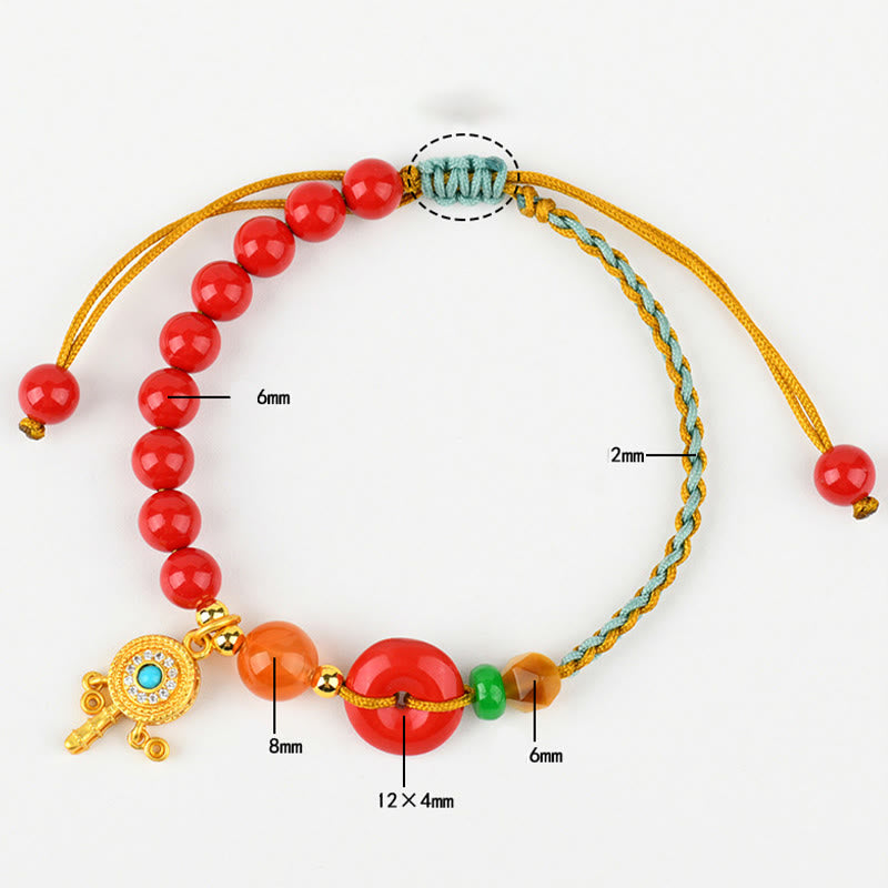 Fortune Jewel Cinnabar String Peace Buckle Blessing Bracelet