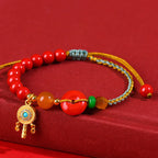 Fortune Jewel Cinnabar String Peace Buckle Blessing Bracelet