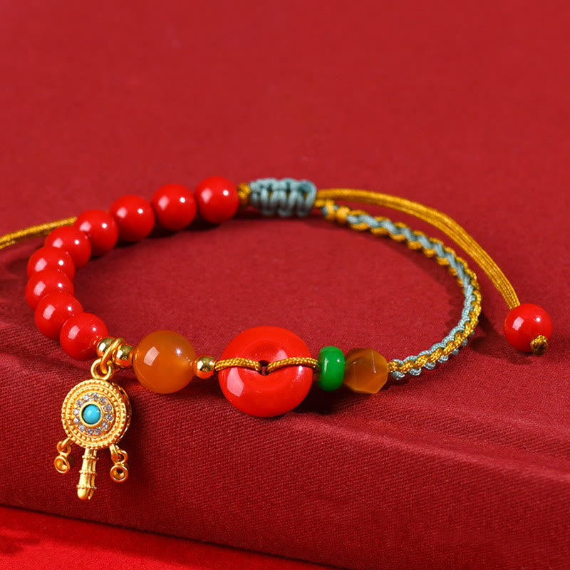 Fortune Jewel Cinnabar String Peace Buckle Blessing Bracelet