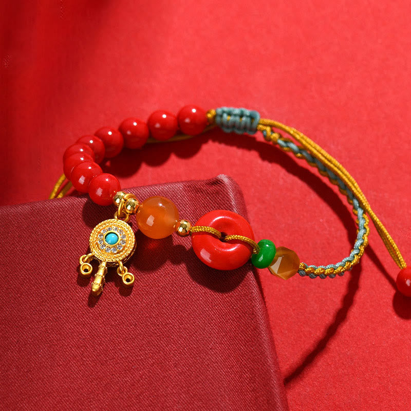 Fortune Jewel Cinnabar String Peace Buckle Blessing Bracelet