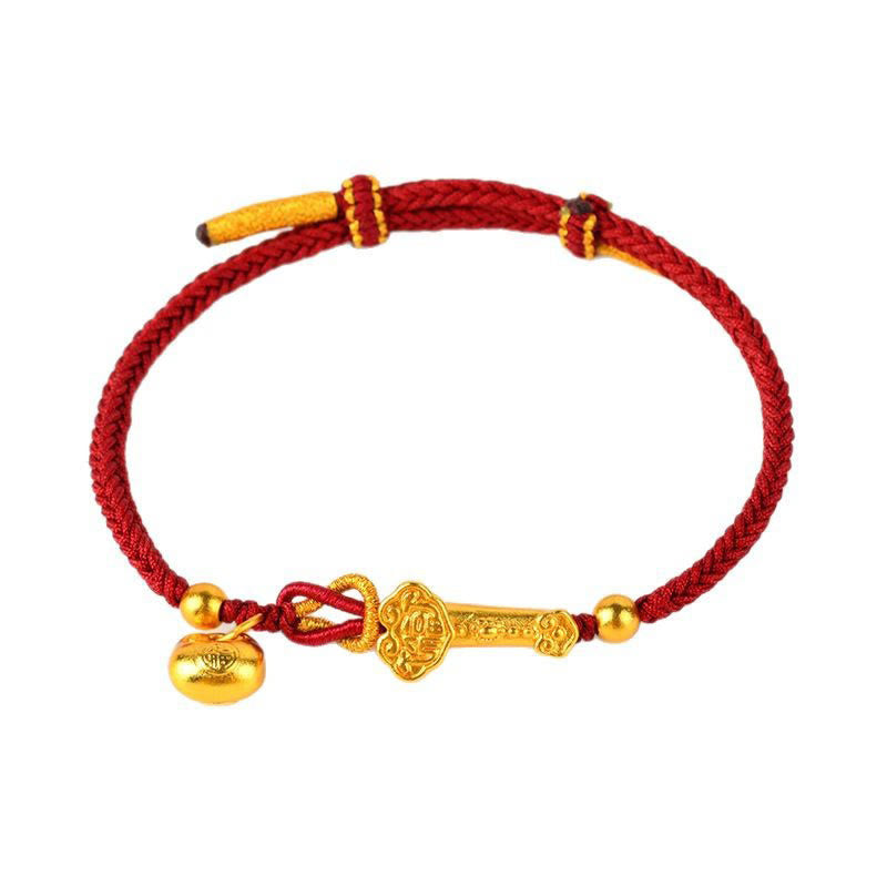 Fortune Jewel Red String Fu Character Ingot Ruyi Stick Luck Braided Bracelet