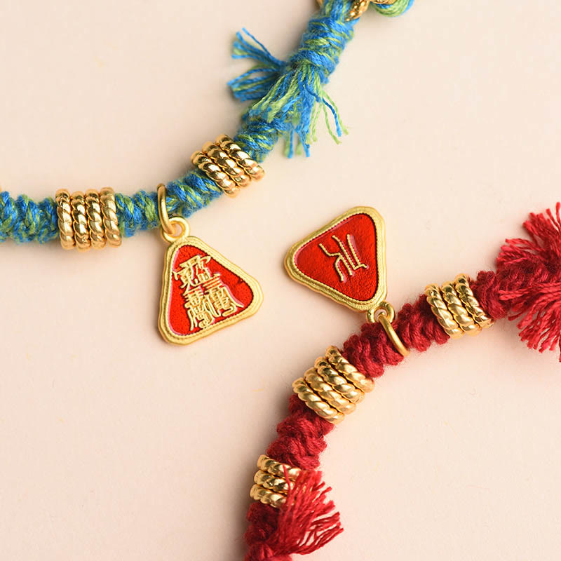 Fortune Jewel Tibetan String Zakiram Goddess Of Wealth Flower Tassel Protection Bracelet