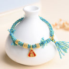 Fortune Jewel Tibetan String Zakiram Goddess Of Wealth Flower Tassel Protection Bracelet