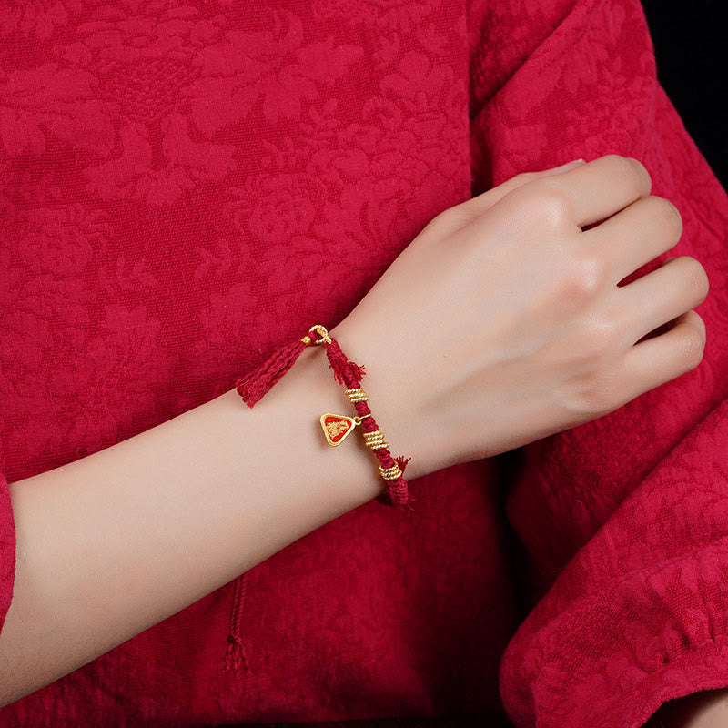 Fortune Jewel Tibetan String Zakiram Goddess Of Wealth Flower Tassel Protection Bracelet