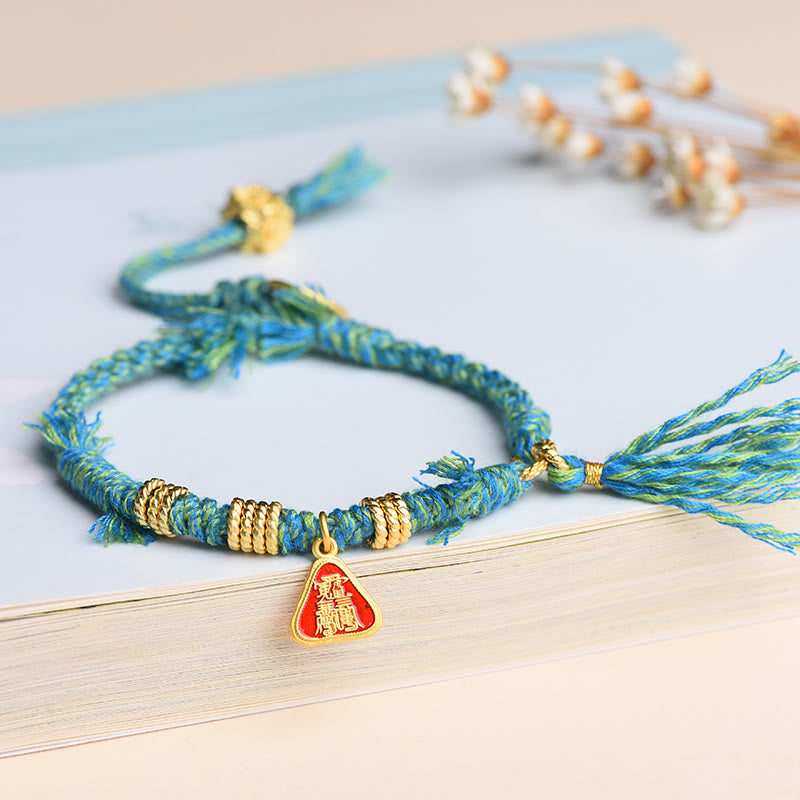 Fortune Jewel Tibetan String Zakiram Goddess Of Wealth Flower Tassel Protection Bracelet