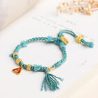 Fortune Jewel Tibetan String Zakiram Goddess Of Wealth Flower Tassel Protection Bracelet