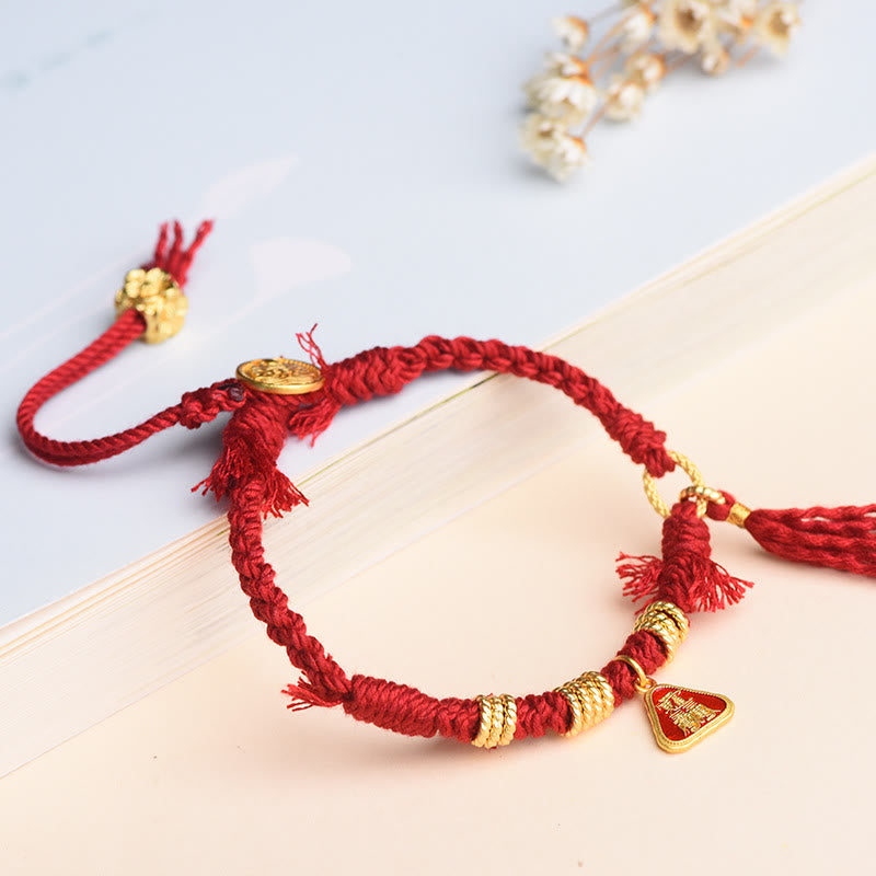 Fortune Jewel Tibetan String Zakiram Goddess Of Wealth Flower Tassel Protection Bracelet