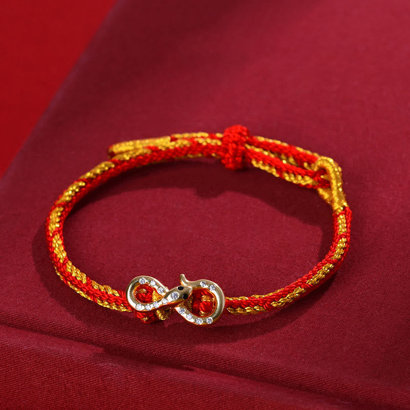 Fortune Jewel Red String Mobius Strip Year Of The Snake Luck Braided Bracelet