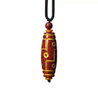 Fortune Jewel Cinnabar Nine-eye Dzi Bead Blessing Necklace Pendant