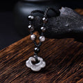 Fortune Jewel Natural Silver Sheen Obsidian Auspicious Clouds Protection Soothing Necklace Pendant