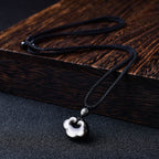 Fortune Jewel Natural Silver Sheen Obsidian Auspicious Clouds Protection Soothing Necklace Pendant