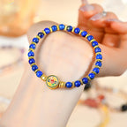 Fortune Jewel Natural Lazurite Om Mani Padme Hum Bead Balance Bracelet