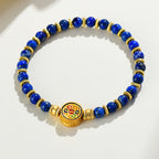 Fortune Jewel Natural Lazurite Om Mani Padme Hum Bead Balance Bracelet