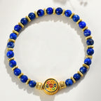 Fortune Jewel Natural Lazurite Om Mani Padme Hum Bead Balance Bracelet
