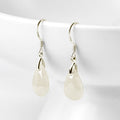 Fortune Jewel 925 Sterling Silver Jade Water Drop Pattern Luck Prosperity Dangle Earrings