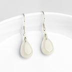 Fortune Jewel 925 Sterling Silver Jade Water Drop Pattern Luck Prosperity Dangle Earrings