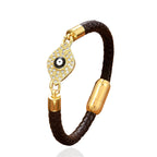 Fortune Jewel Evil Eye Protection Leather Metal Buckle Bracelet