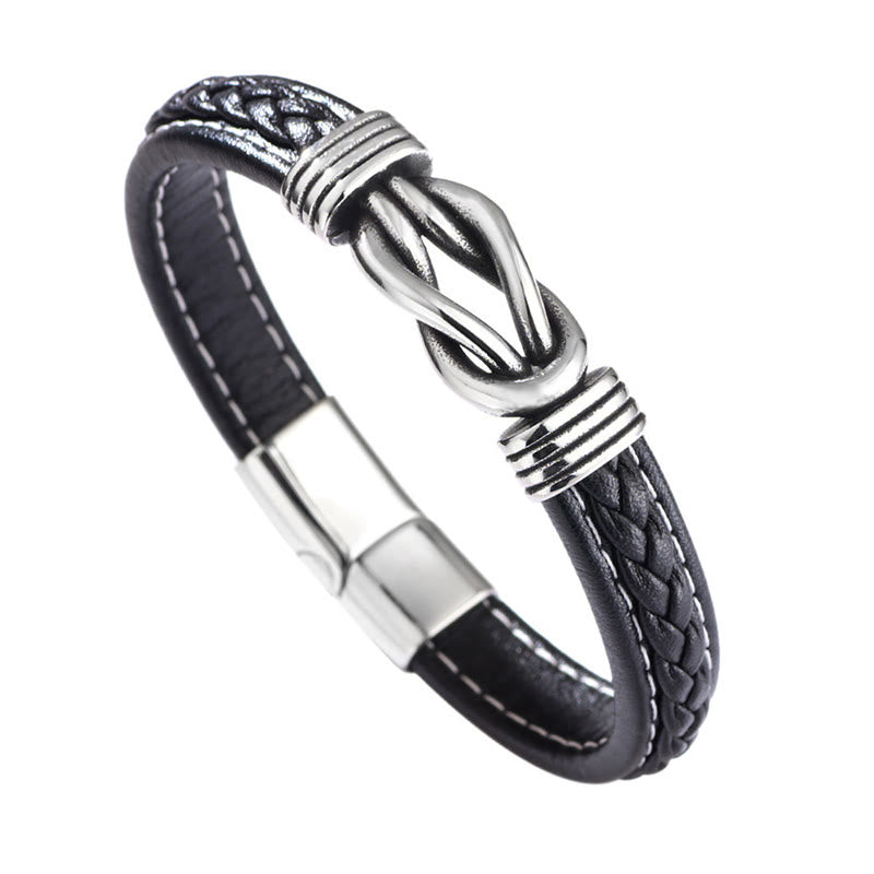 Fortune Jewel Fashion Titanium Steel Leather Strengthen Bracelet
