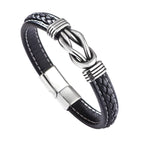 Fortune Jewel Fashion Titanium Steel Leather Strengthen Bracelet