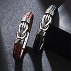 Fortune Jewel Fashion Titanium Steel Leather Strengthen Bracelet