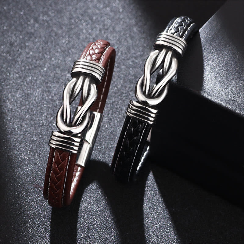 Fortune Jewel Fashion Titanium Steel Leather Strengthen Bracelet