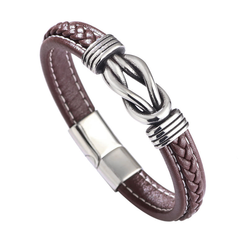 Fortune Jewel Fashion Titanium Steel Leather Strengthen Bracelet