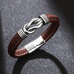 Fortune Jewel Fashion Titanium Steel Leather Strengthen Bracelet