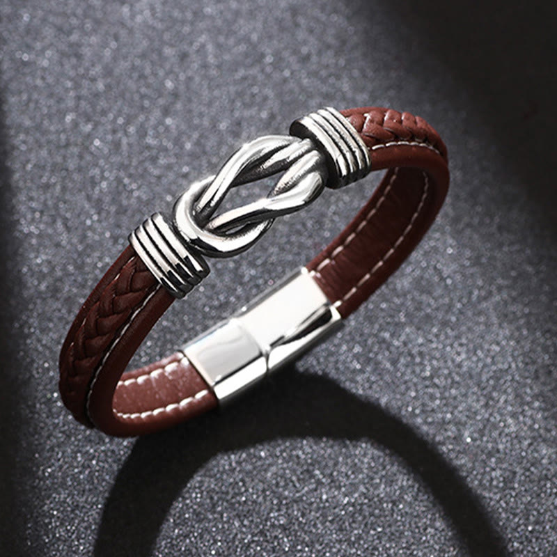 Fortune Jewel Fashion Titanium Steel Leather Strengthen Bracelet
