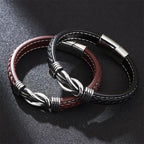 Fortune Jewel Fashion Titanium Steel Leather Strengthen Bracelet