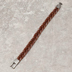 Fortune Jewel Vintage Leather Braided Buckle Strength Bracelet
