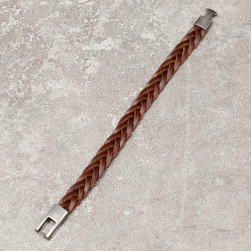 Fortune Jewel Vintage Leather Braided Buckle Strength Bracelet