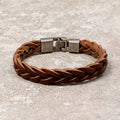 Fortune Jewel Vintage Leather Braided Buckle Strength Bracelet