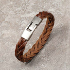 Fortune Jewel Vintage Leather Braided Buckle Strength Bracelet