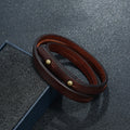 Fortune Jewel Vintage Multi-layer Leather Strength Buckle Bracelet
