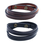 Fortune Jewel Vintage Multi-layer Leather Strength Buckle Bracelet