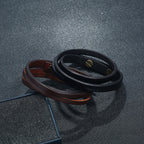 Fortune Jewel Vintage Multi-layer Leather Strength Buckle Bracelet