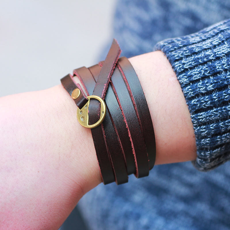 Fortune Jewel Vintage Multi-layer Leather Buckle Confidence Bracelet